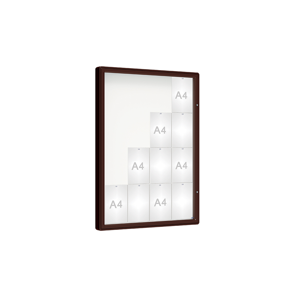 Vitrine 2000mm RAL8017 - Verre sécurisé - 16 A4 - 1350x1000mm - PROCITY - 410353.8017