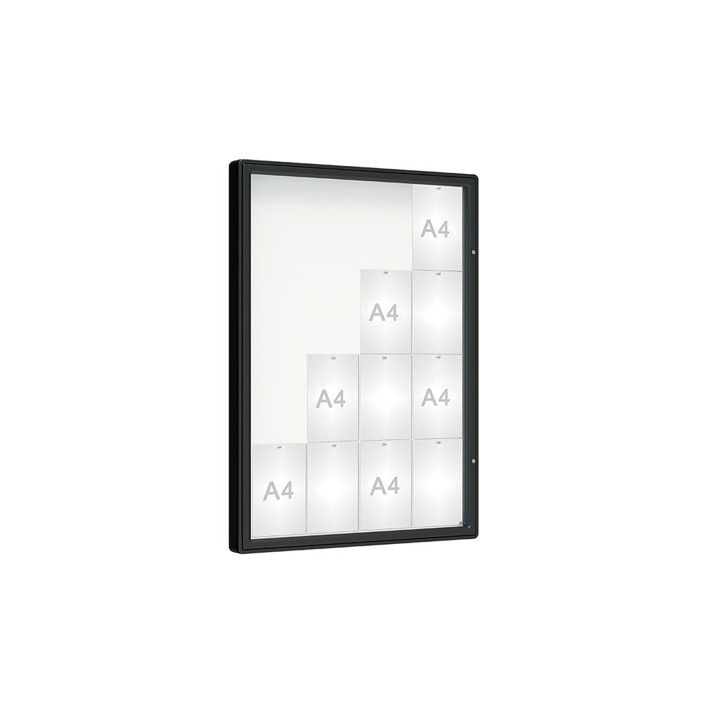 Vitrine 2000mm RAL9005 - Verre sécurisé - 16 A4 - 1350x1000mm - PROCITY - 410353.9005