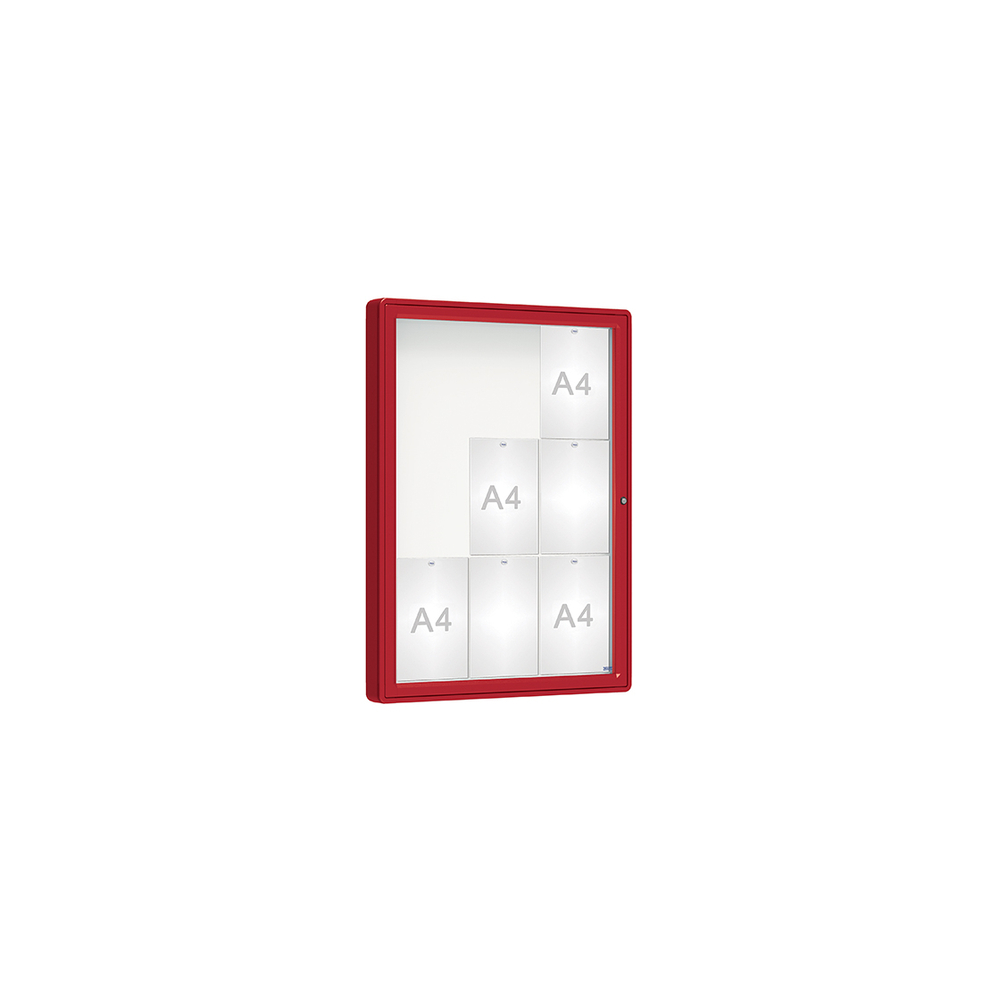 Vitrine 2000mm RAL3004 - Verre sécurisé - 9 A4 - 1000x750mm - PROCITY - 410420.3004