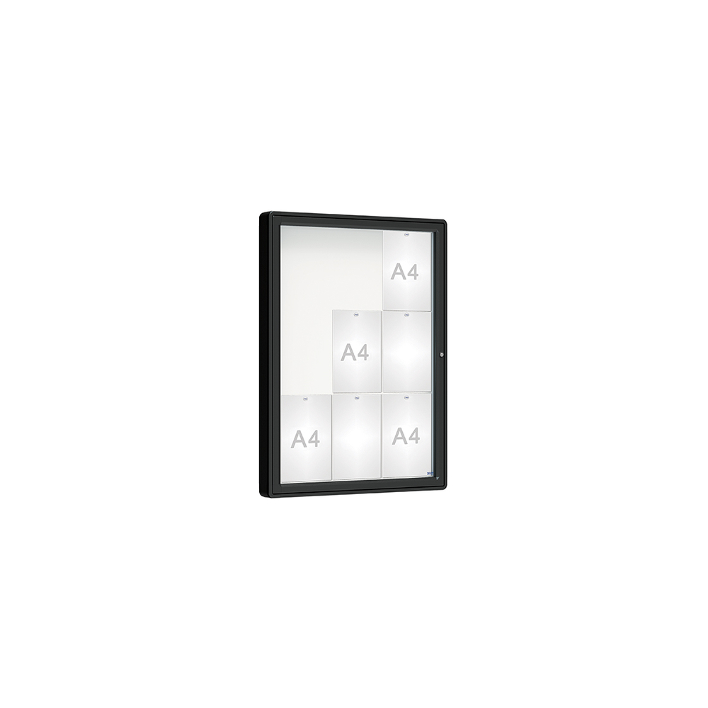 Vitrine 2000mm RAL9005 - Verre sécurisé - 9 A4 - 1000x750mm - PROCITY - 410420.9005