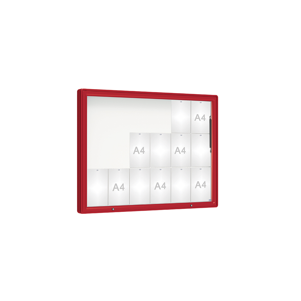 Vitrine 2000mm RAL3004 - Verre sécurisé - 18 A4 - 1000x1350mm - PROCITY - 410421.3004