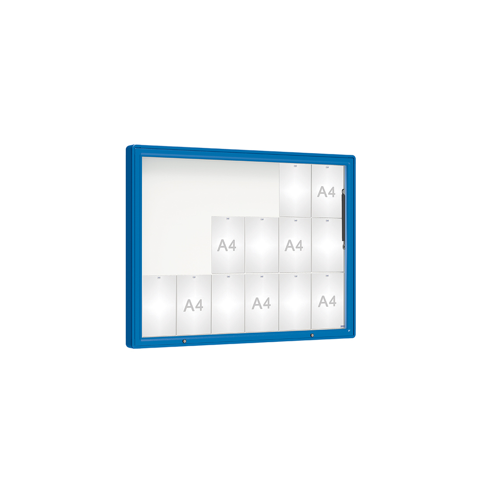 Vitrine 2000mm RAL5010 - Verre sécurisé - 18 A4 - 1000x1350mm - PROCITY - 410421.5010