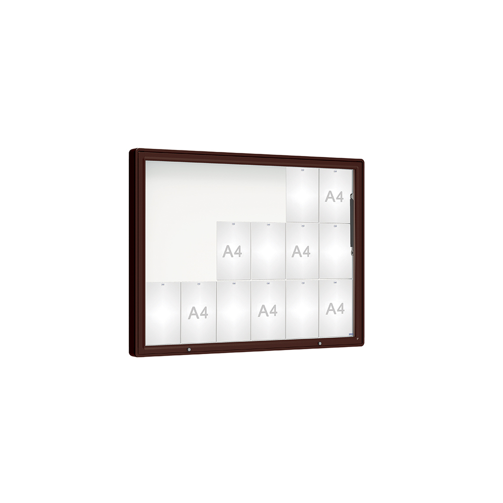 Vitrine 2000mm RAL8017 - Verre sécurisé - 18 A4 - 1000x1350mm - PROCITY - 410421.8017