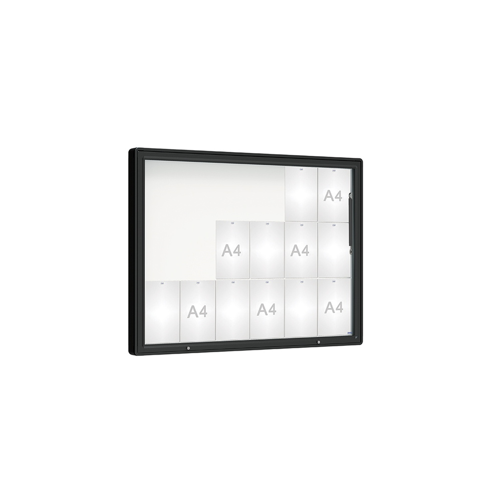 Vitrine 2000mm RAL9005 - Verre sécurisé - 18 A4 - 1000x1350mm - PROCITY - 410421.9005