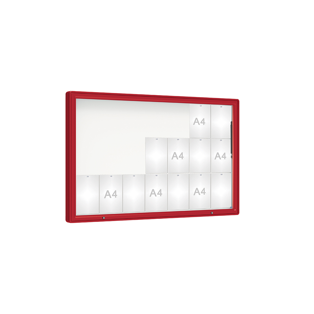 Vitrine 2000mm RAL3004 - Verre sécurisé - 21 A4 - 1000x1600mm - PROCITY - 410422.3004