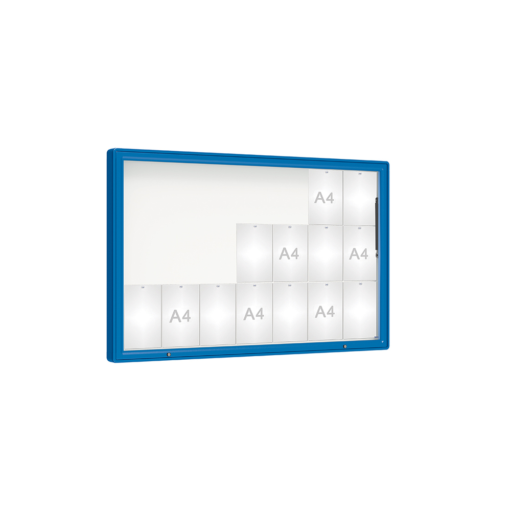 Vitrine 2000mm RAL5010 - Verre sécurisé - 21 A4 - 1000x1600mm - PROCITY - 410422.5010