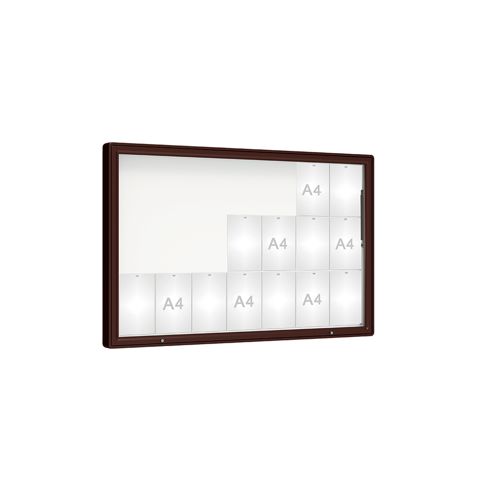 Vitrine 2000mm RAL8017 - Verre sécurisé - 21 A4 - 1000x1600mm - PROCITY - 410422.8017