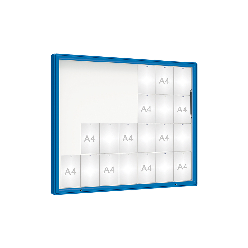 Vitrine 2000mm RAL5010 - Verre sécurisé - 28 A4 - 1350x1710mm - PROCITY - 410423.5010