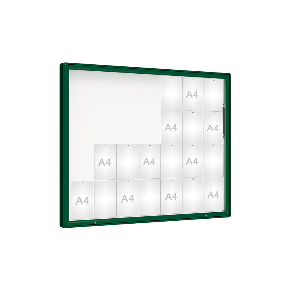 Vitrine 2000mm RAL6005 - Verre sécurisé - 28 A4 - 1350x1710mm - PROCITY - 410423.6005