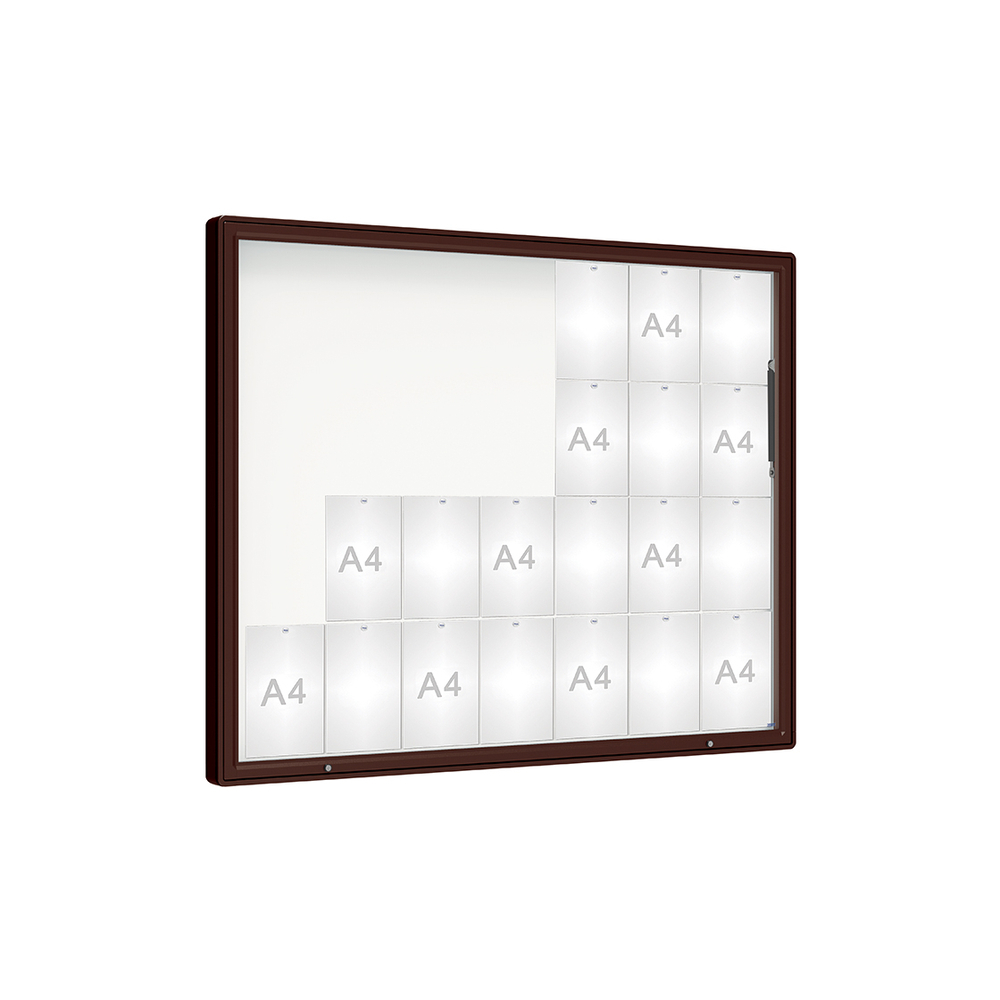 Vitrine 2000mm RAL8017 - Verre sécurisé - 28 A4 - 1350x1710mm - PROCITY - 410423.8017