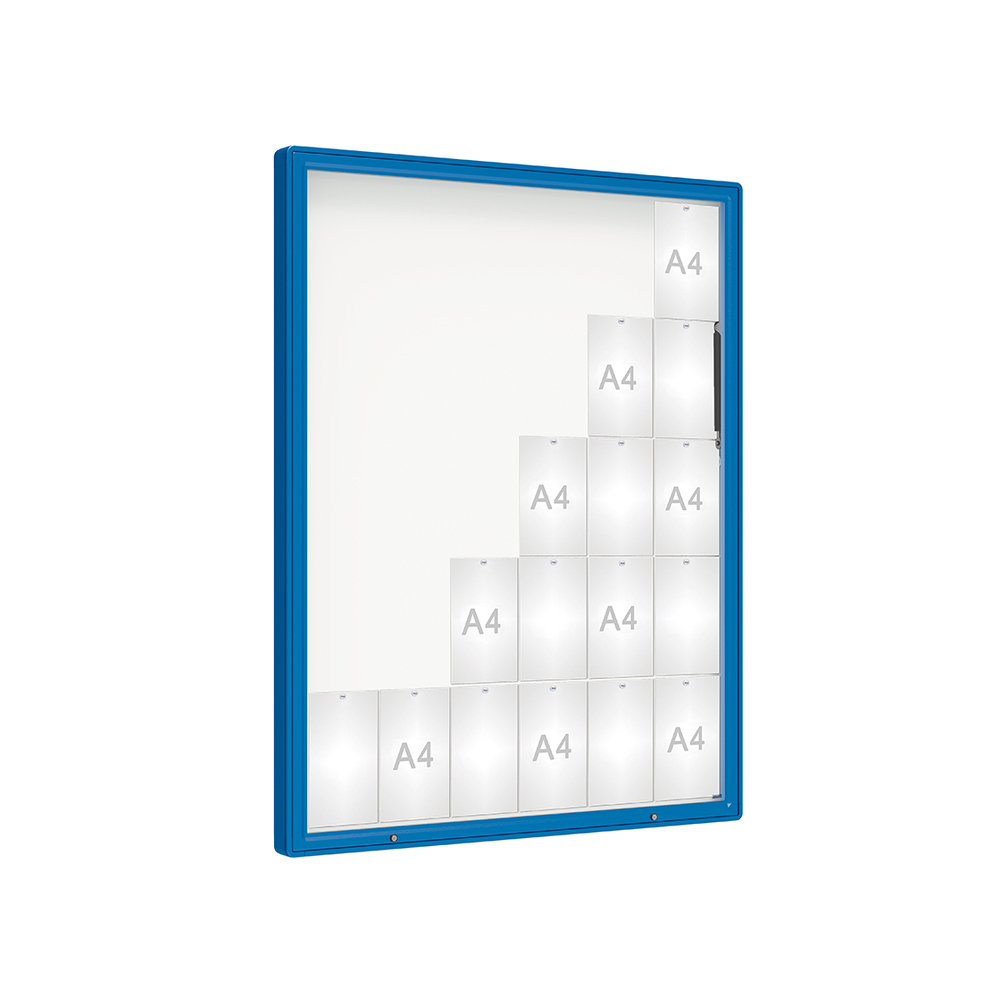 Vitrine 2000mm RAL5010 - Verre sécurisé - 30 A4 - 1710x1350mm - PROCITY - 410424.5010