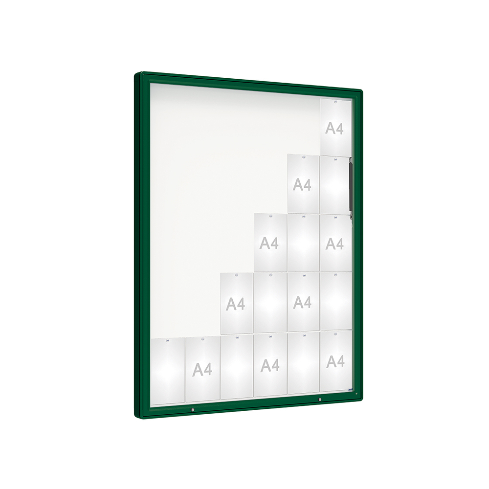 Vitrine 2000mm RAL6005 - Verre sécurisé - 30 A4 - 1710x1350mm - PROCITY - 410424.6005