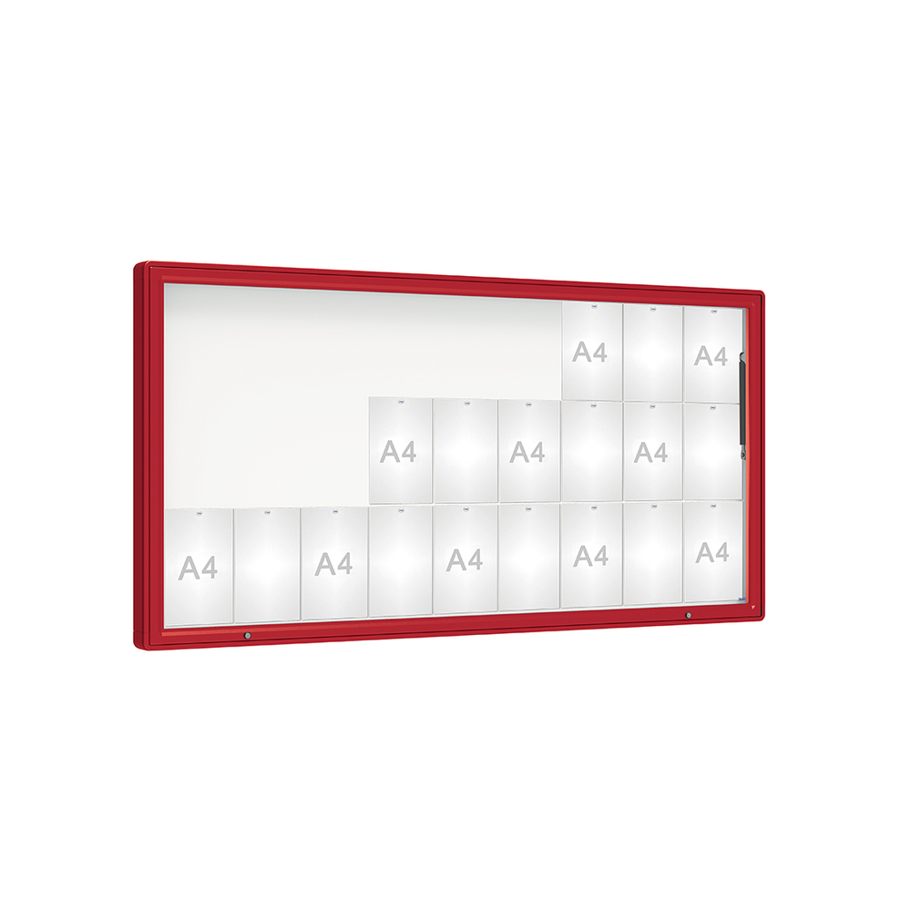 Vitrine 2000mm RAL3004 - Verre sécurisé - 27 A4 - 1000x2010mm - PROCITY - 410425.3004