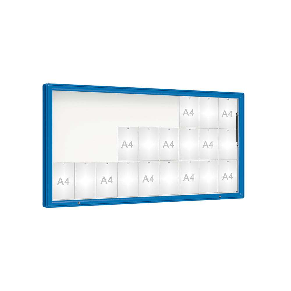 Vitrine 2000mm RAL5010 - Verre sécurisé - 27 A4 - 1000x2010mm - PROCITY - 410425.5010