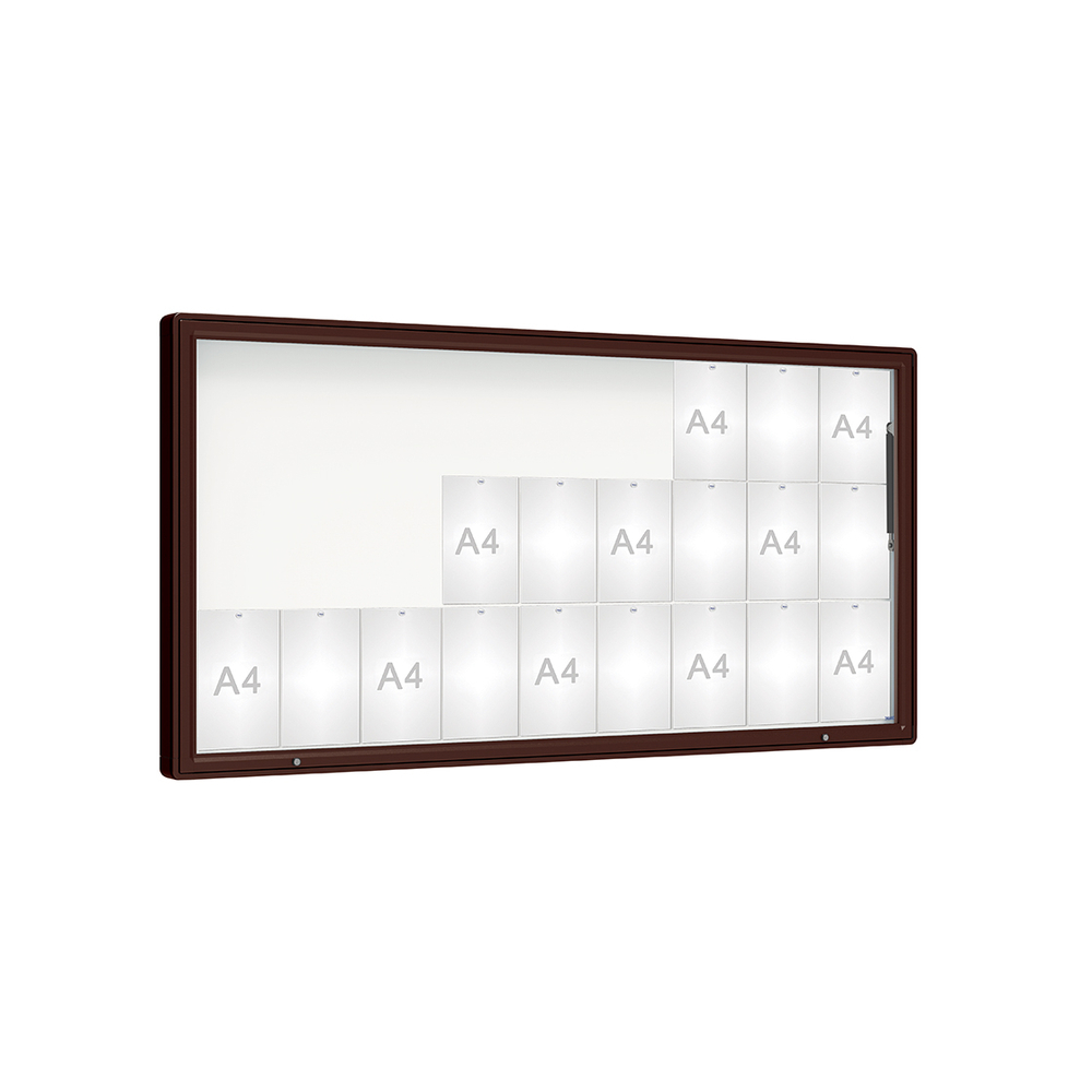 Vitrine 2000mm RAL8017 - Verre sécurisé - 27 A4 - 1000x2010mm - PROCITY - 410425.8017