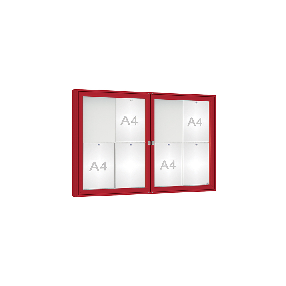 Vitrine 1000mm RAL3004 - Plexichocs - 8 A4 - 750x1200mm - PROCITY - 414020.3004