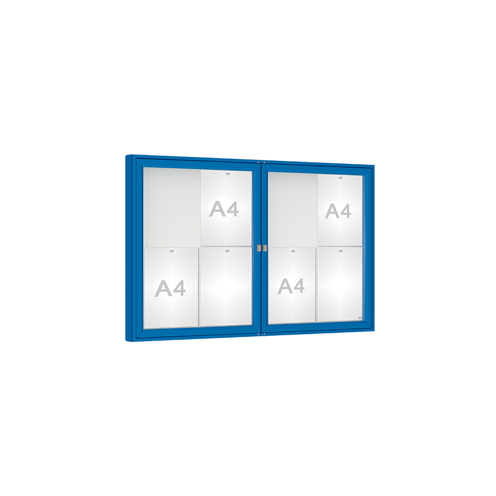 Vitrine 1000mm RAL5010 - Plexichocs - 8 A4 - 750x1200mm - PROCITY - 414020.5010