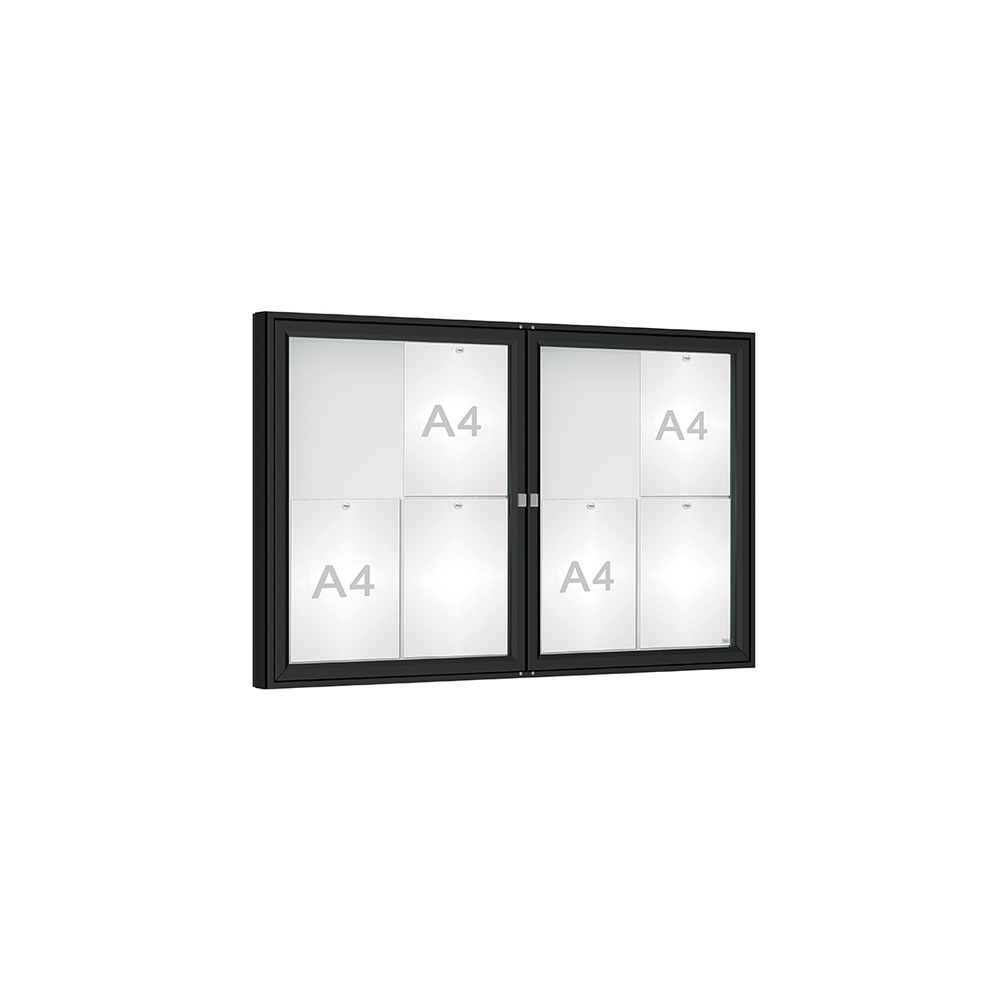 Vitrine 1000mm RAL9005 - Plexichocs - 8 A4 - 750x1200mm - PROCITY - 414020.9005