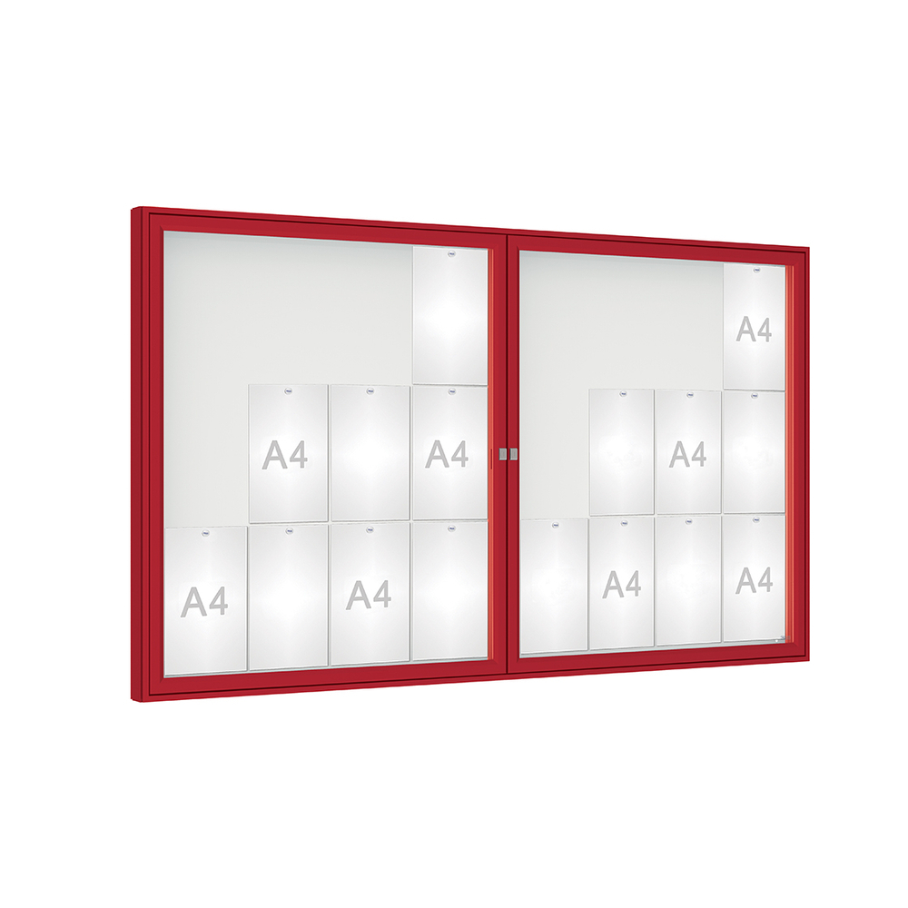 Vitrine 1000mm RAL3004 - Plexichocs - 24 A4 - 1050x1800mm - PROCITY - 414021.3004