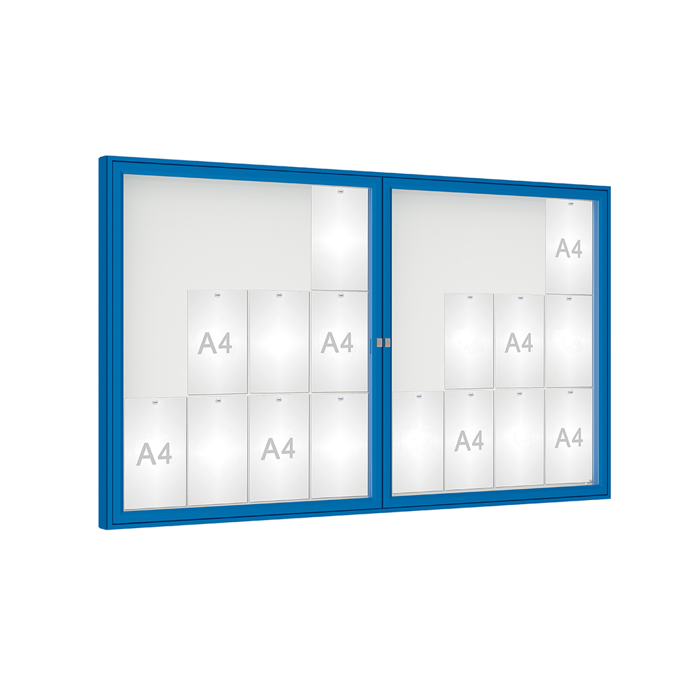 Vitrine 1000mm RAL5010 - Plexichocs - 24 A4 - 1050x1800mm - PROCITY - 414021.5010