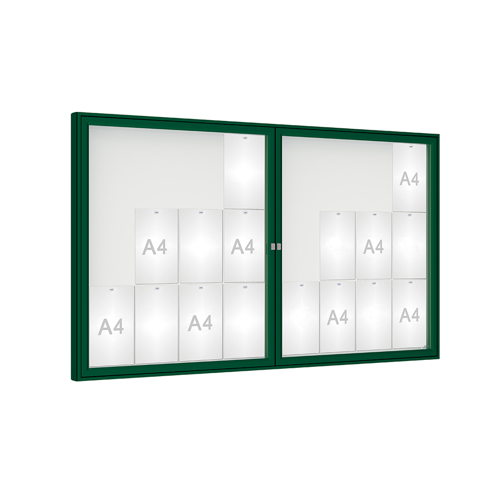 Vitrine 1000mm RAL6005 - Plexichocs - 24 A4 - 1050x1800mm - PROCITY - 414021.6005