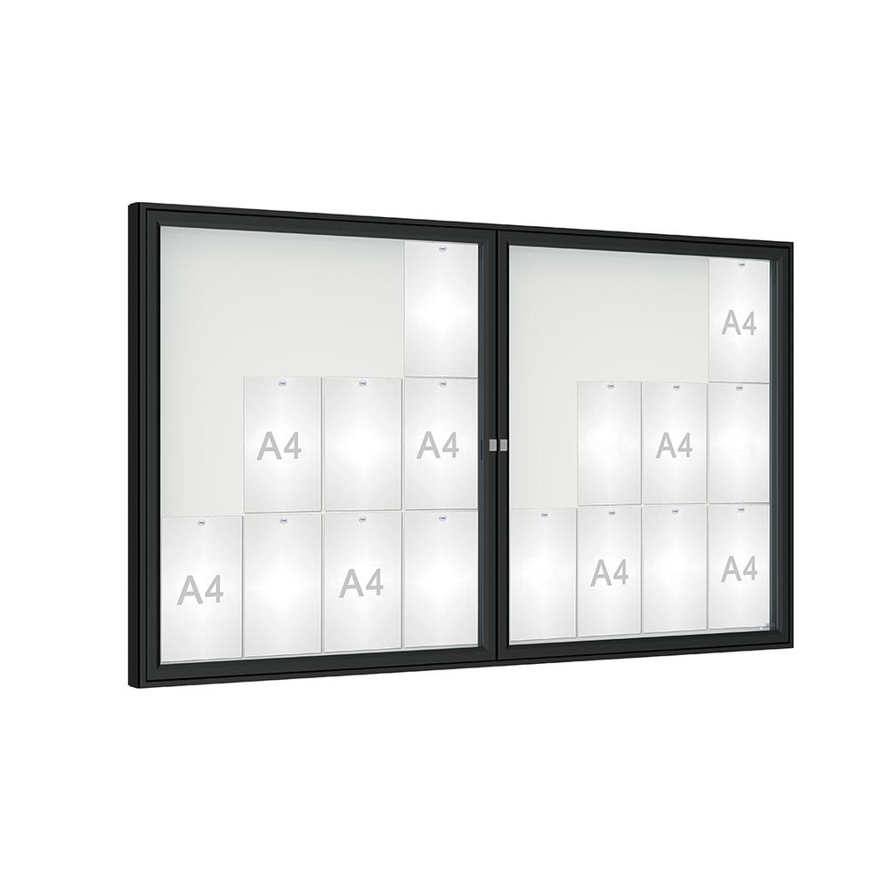 Vitrine 1000mm RAL9005 - Plexichocs - 24 A4 - 1050x1800mm - PROCITY - 414021.9005