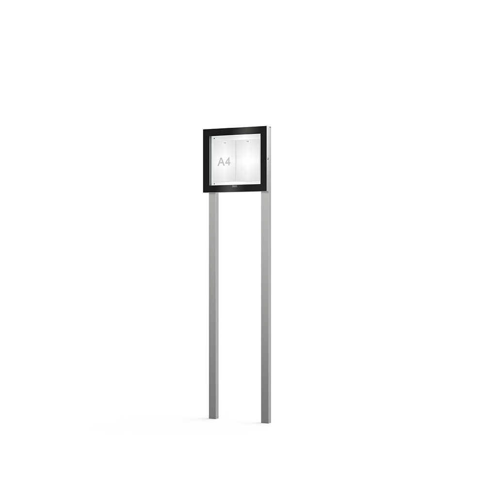 Vitrine Edge ép 54mm sur poteaux Sans bandeau-titre - 2 A4 - 465x530mm - PROCITY - 500300