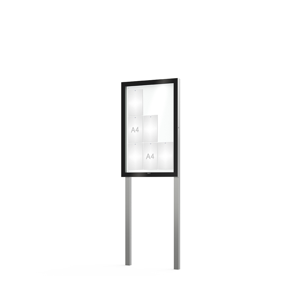 Vitrine Edge ép 54mm sur poteaux Sans bandeau-titre - 9 A4 - 1100x740mm - PROCITY - 500304