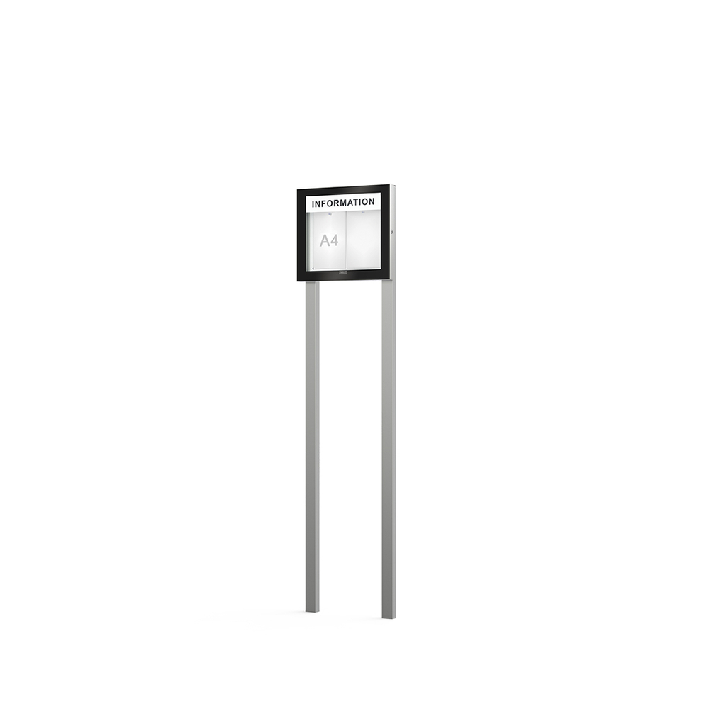 Vitrine Edge ép 54mm sur poteaux Bandeau-titre - 2 A4 - 465x530mm - PROCITY - 500310