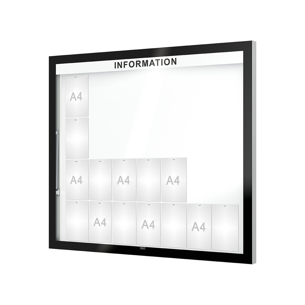 Vitrine Edge ép 80mm Bandeau-titre - 28 A4 - 1420x1600mm - PROCITY - 501113