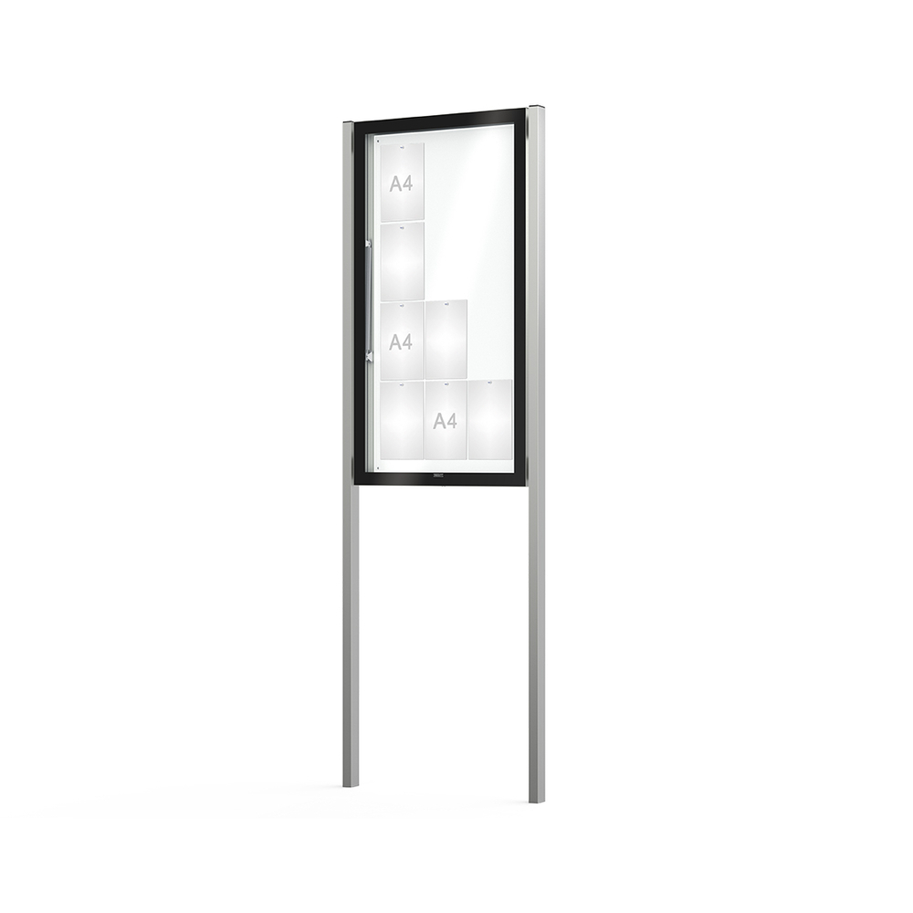 Vitrine Edge ép 80mm sur poteaux Sans bandeau-titre - 12 A4 - 1420x760mm - PROCITY - 501300