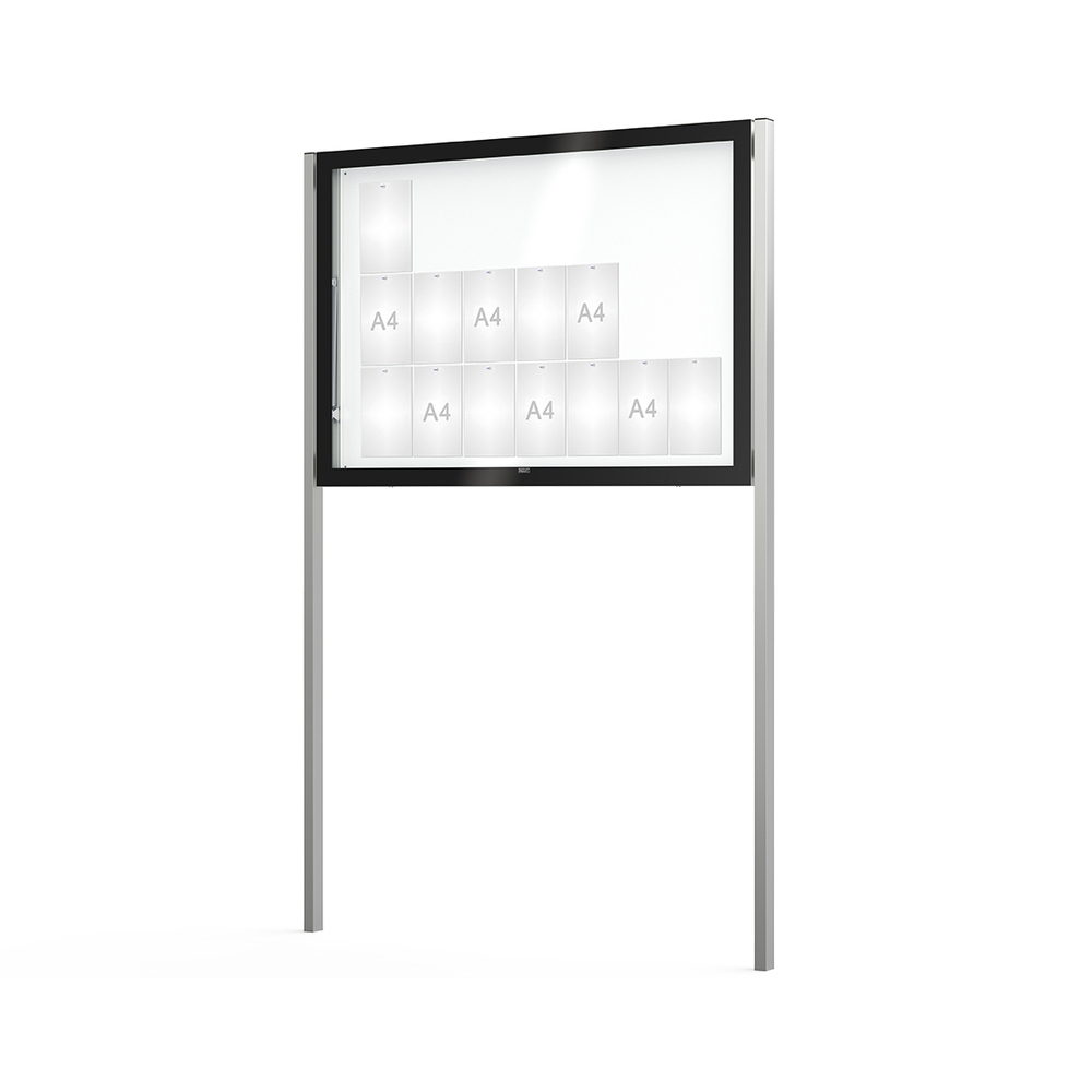 Vitrine Edge ép 80mm sur poteaux Sans bandeau-titre - 21 A4 - 1120x1600mm - PROCITY - 501302