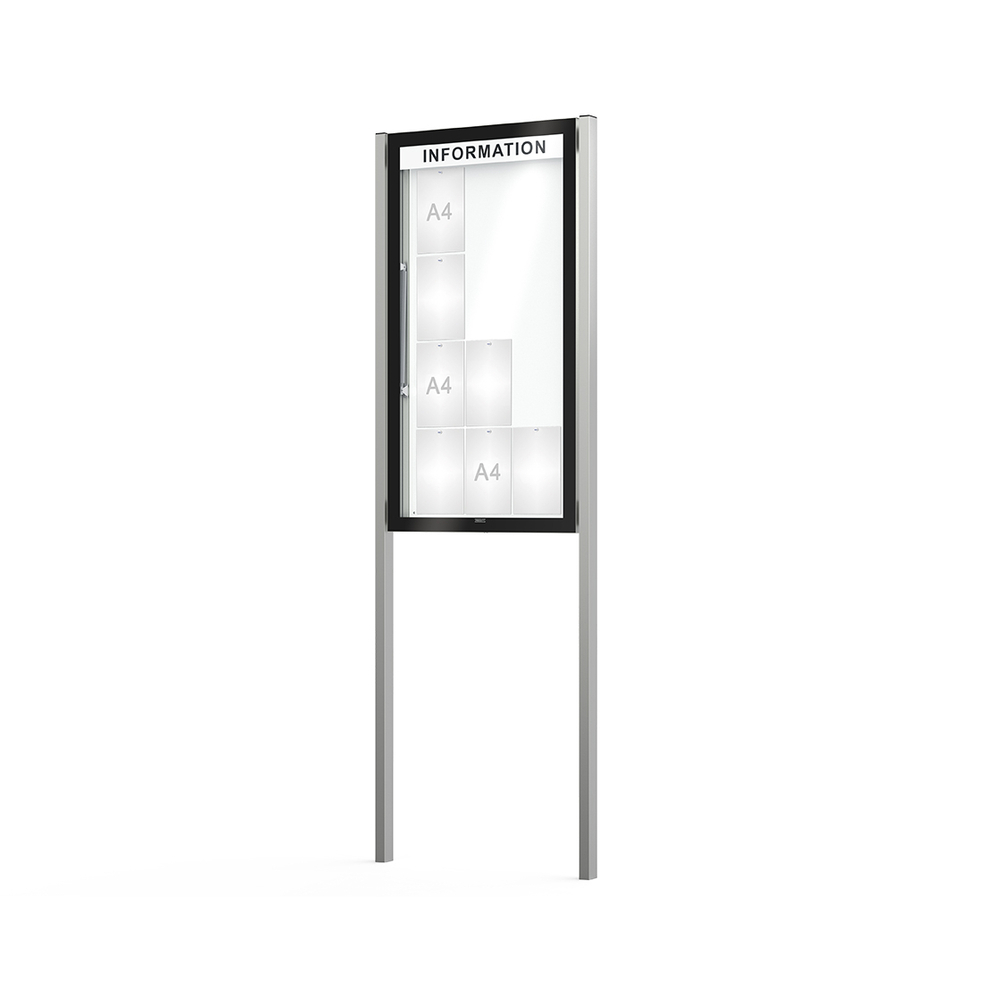 Vitrine Edge ép 80mm sur poteaux Bandeau-titre - 12 A4 - 1420x760mm - PROCITY - 501310