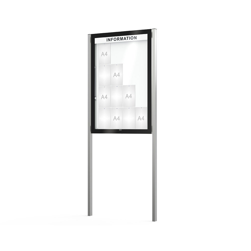Vitrine Edge ép 80mm sur poteaux Bandeau-titre - 16 A4 - 1420x970mm - PROCITY - 501311