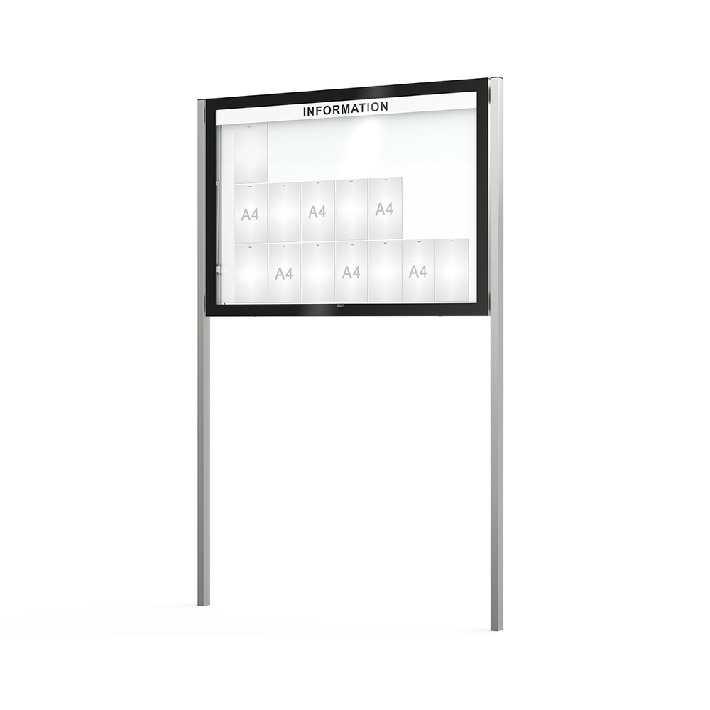 Vitrine Edge ép 80mm sur poteaux Bandeau-titre - 21 A4 - 1120x1600mm - PROCITY - 501312