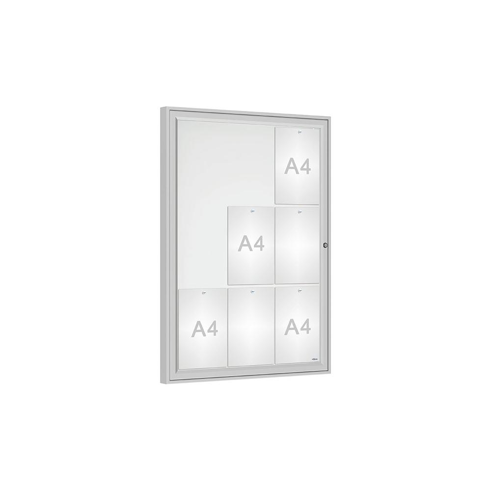 Vitrine Classique Anodisé - Verre sécurisé - 9 A4 - 1050x750mm - PROCITY - 506352.ANOD