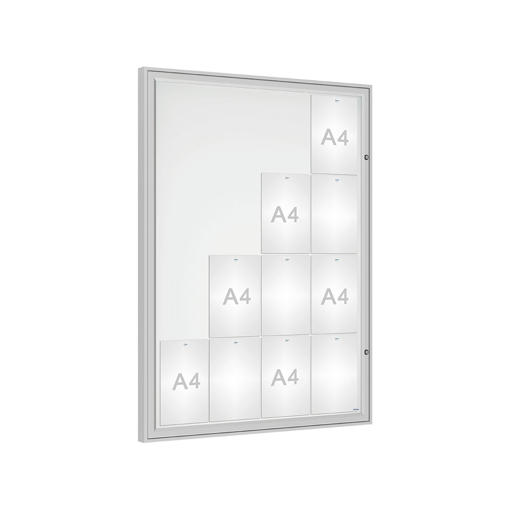 Vitrine Classique Anodisé - Verre sécurisé - 16 A4 - 1350x1000mm - PROCITY - 506354.ANOD