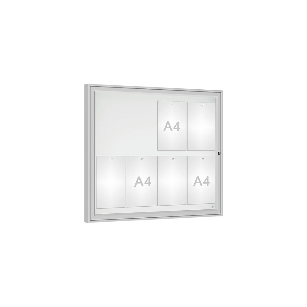 Vitrine Classique Anodisé - Verre sécurisé - 8 A4 - 830x980mm - PROCITY - 506480.ANOD