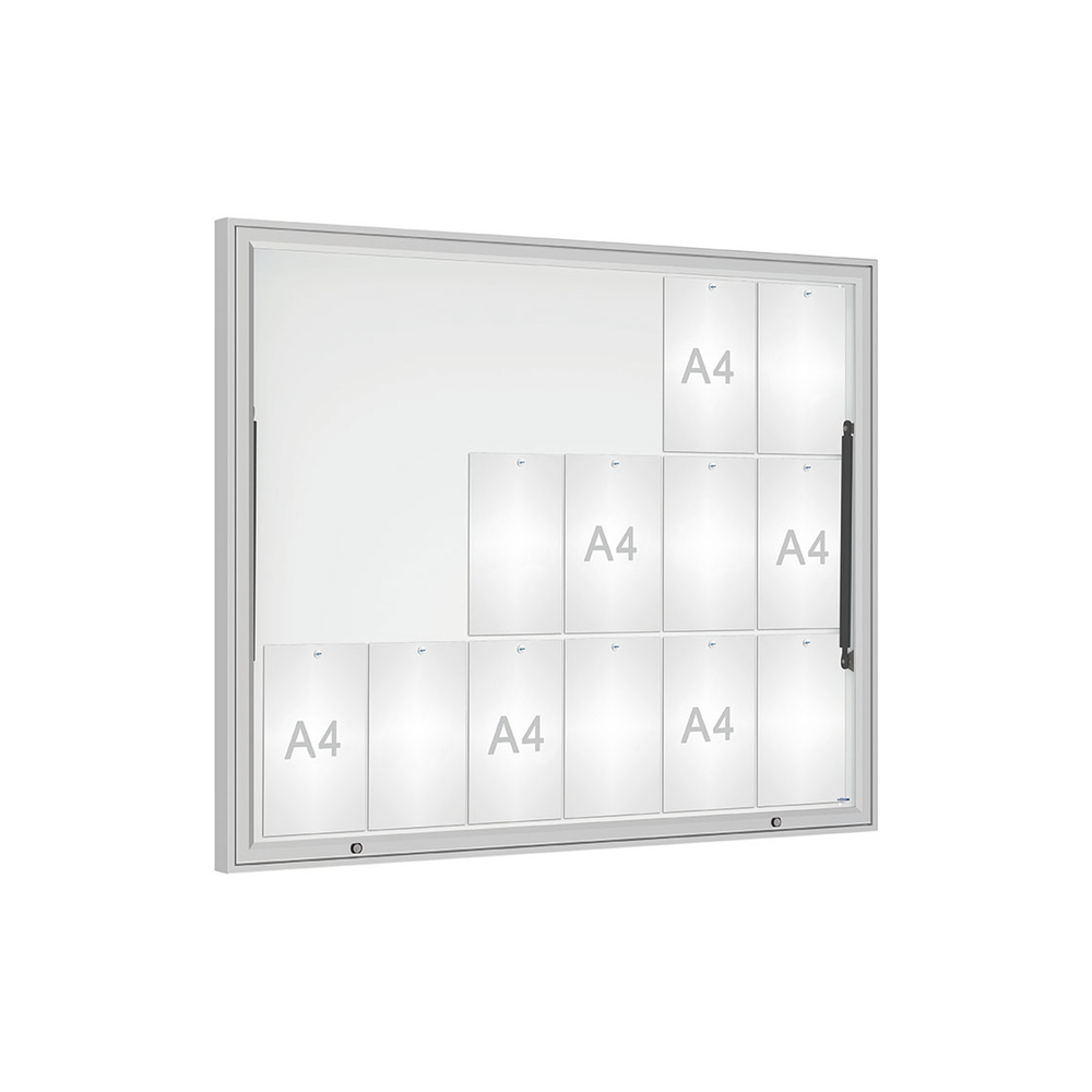 Vitrine Classique Anodisé - Verre sécurisé - 18 A4 - 1080x1330mm - PROCITY - 506481.ANOD