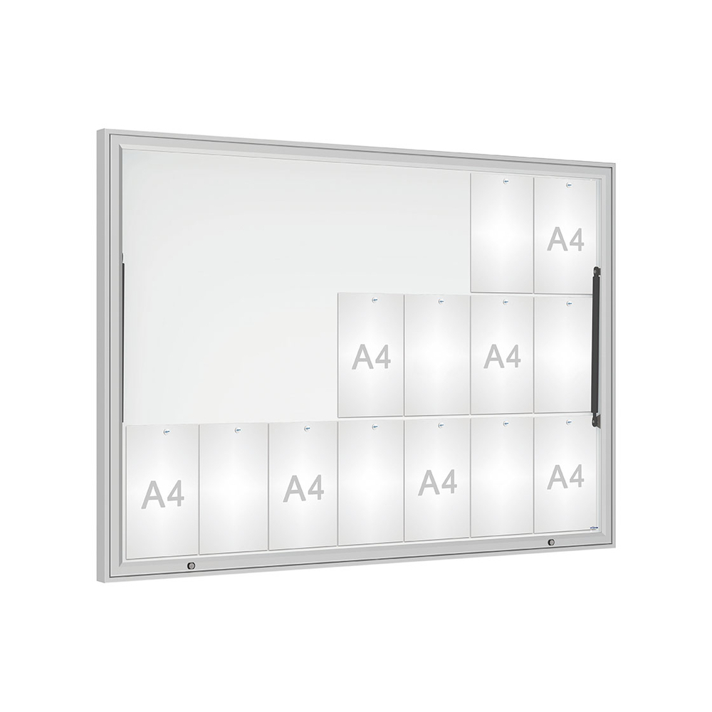 Vitrine Classique Anodisé - Verre sécurisé - 21 A4 - 1130x1600mm - PROCITY - 506482.ANOD