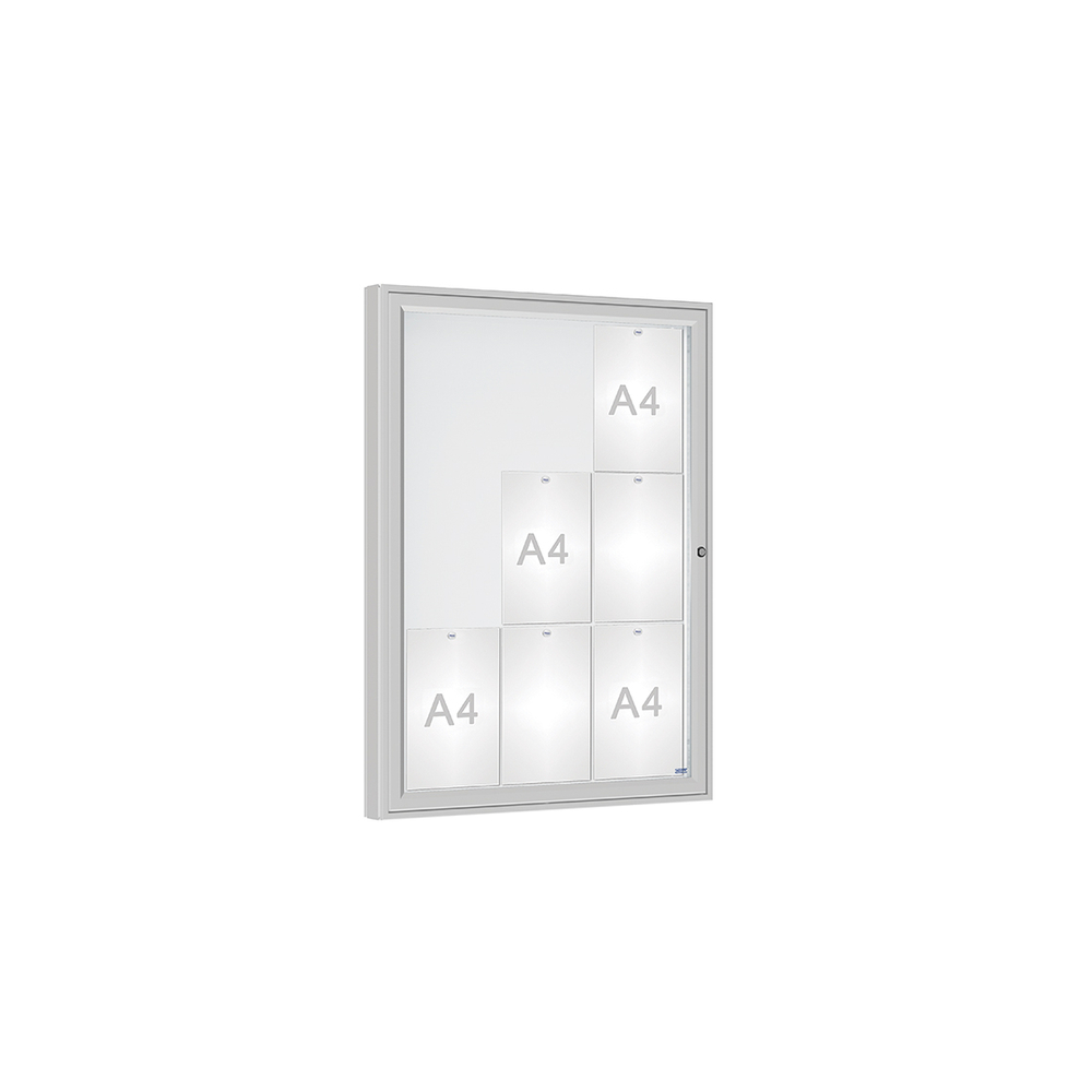 Vitrine 1000mm Anodisé - Verre sécurisé - 9 A4 - 1000x750mm - PROCITY - 507400.ANOD