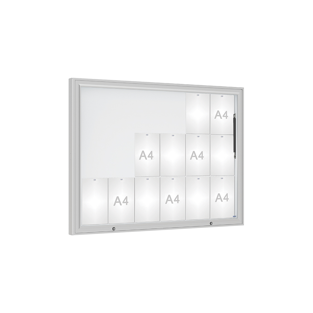 Vitrine 1000mm Anodisé - Verre sécurisé - 18 A4 - 1000x1350mm - PROCITY - 507401.ANOD