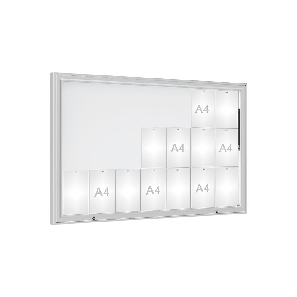 Vitrine 1000mm Anodisé - Verre sécurisé - 21 A4 - 1000x1600mm - PROCITY - 507402.ANOD