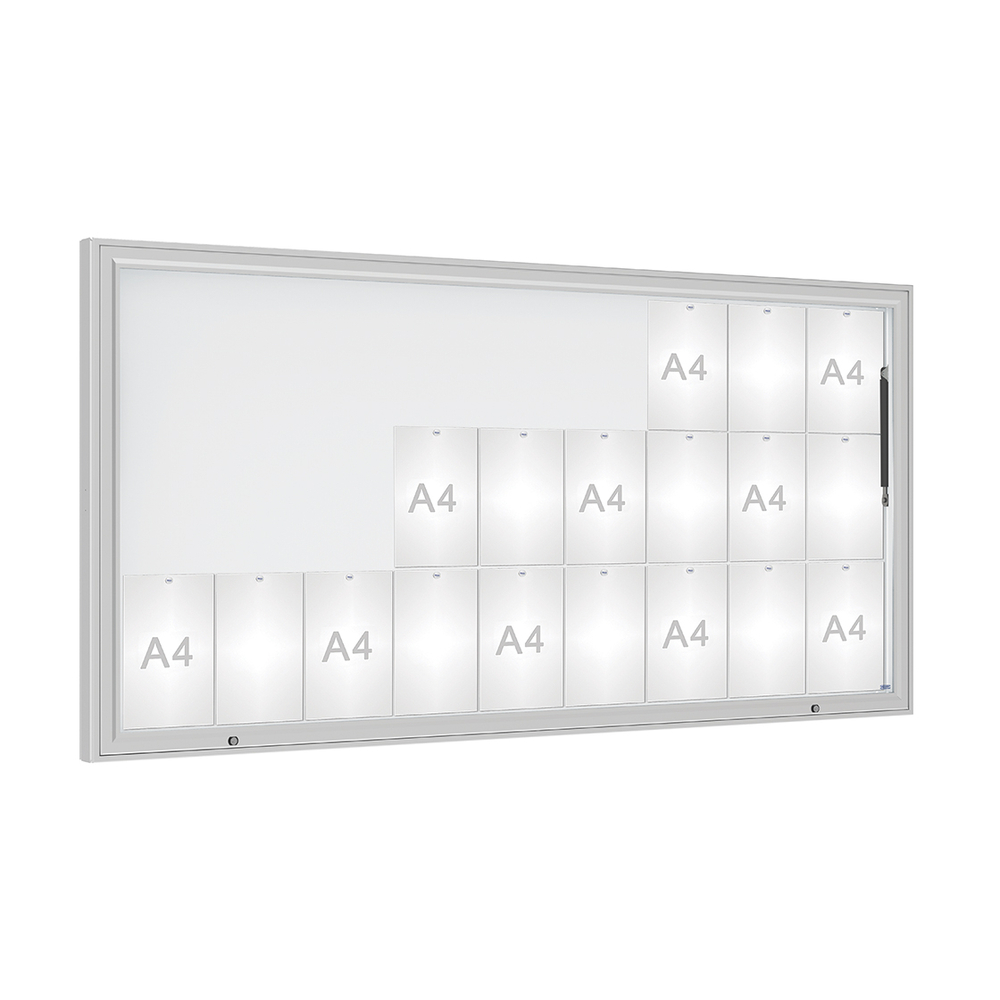 Vitrine 1000mm Anodisé - Verre sécurisé - 27 A4 - 1000x2010mm - PROCITY - 507403.ANOD