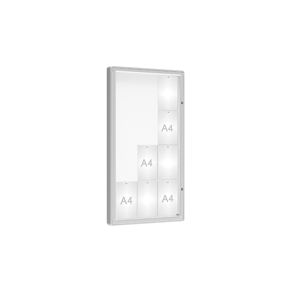 Vitrine 2000mm Anodisé - Verre sécurisé - 12 A4 - 1350x750mm - PROCITY - 510352.ANOD