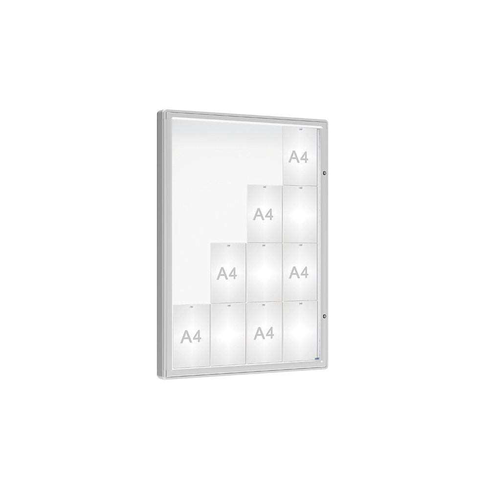 Vitrine 2000mm Anodisé - Verre sécurisé - 16 A4 - 1350x1000mm - PROCITY - 510353.ANOD