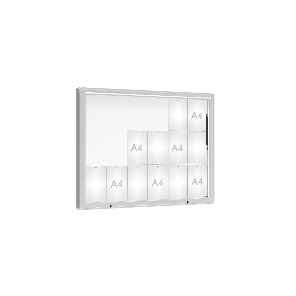 Vitrine 2000mm Anodisé - Verre sécurisé - 18 A4 - 1000x1350mm - PROCITY - 510421.ANOD