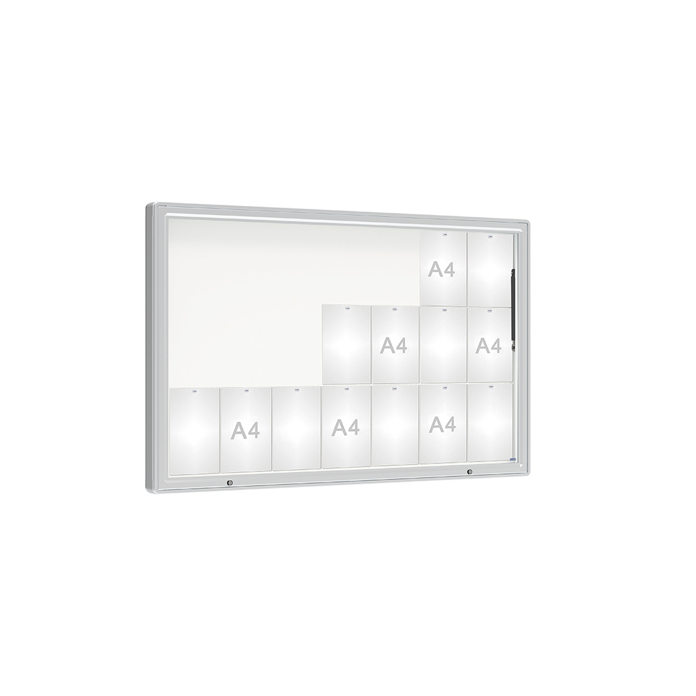 Vitrine 2000mm Anodisé - Verre sécurisé - 21 A4 - 1000x1600mm - PROCITY - 510422.ANOD