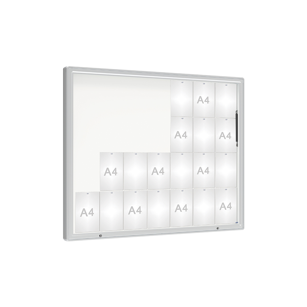 Vitrine 2000mm Anodisé - Verre sécurisé - 28 A4 - 1350x1710mm - PROCITY - 510423.ANOD