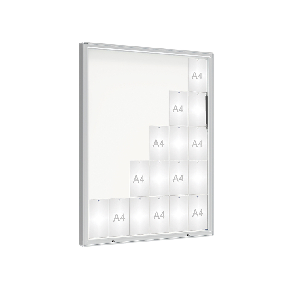 Vitrine 2000mm Anodisé - Verre sécurisé - 30 A4 - 1710x1350mm - PROCITY - 510424.ANOD